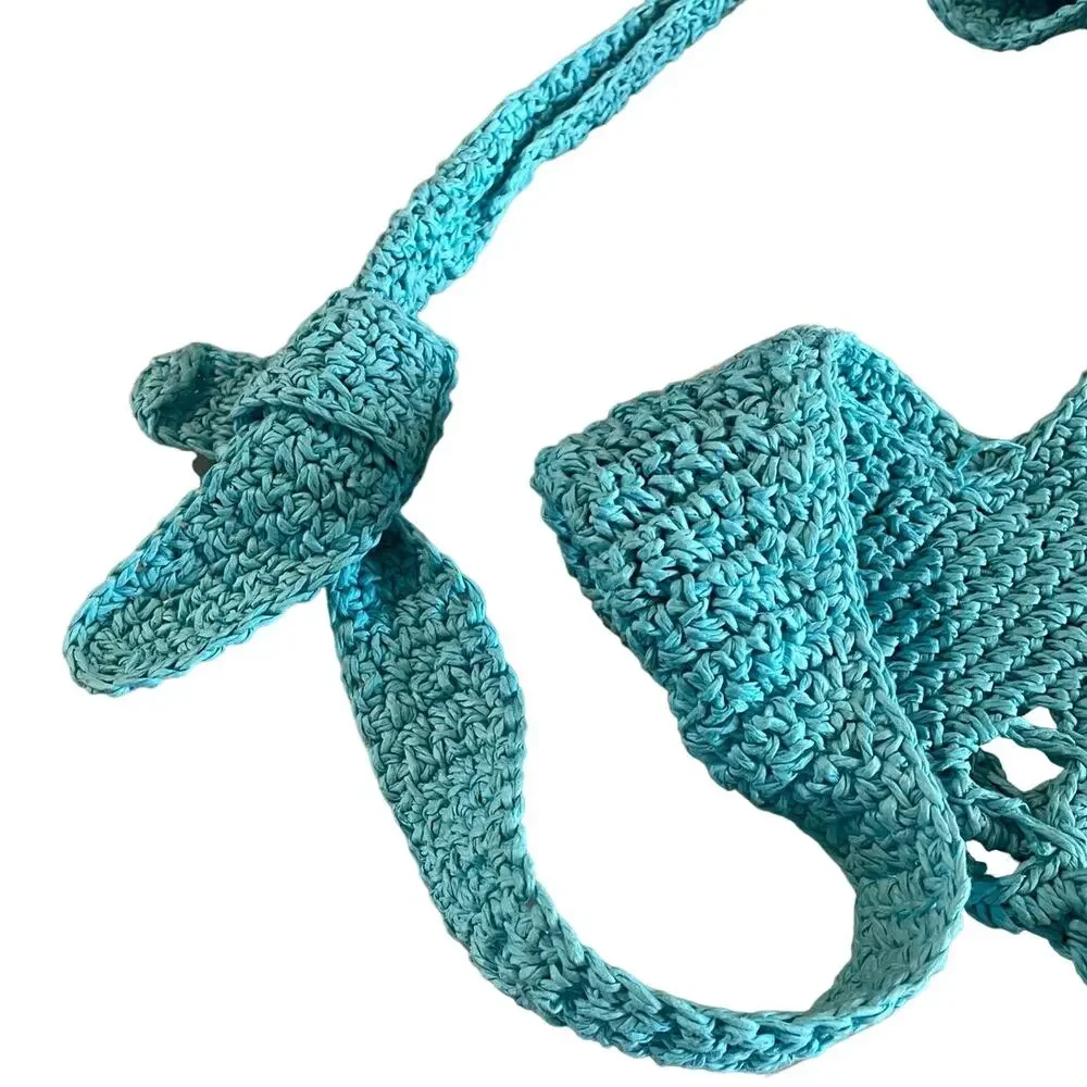 Urban Outfitters Monaco Teal Raffia Hobo Bag